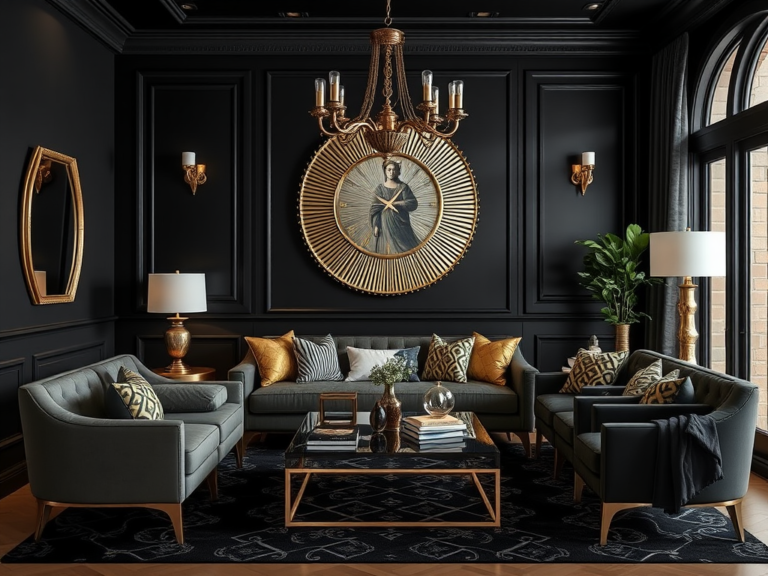 46 Black And Gold Living Room Ideas